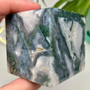 Cubo de ágata musgosa, piedra de ágata semipreciosa, artesanías de cristal ideales para zonas de meditación de equilibrio de Chakra y la mejor calidad única - Product Image 1