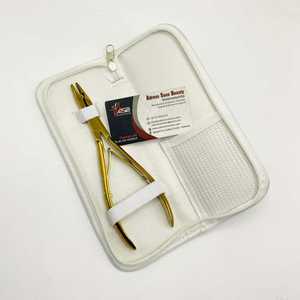 Alicates de extensión de cabello de micro anillo de acero inoxidable profesional chapado en oro ASB, herramienta de punta plana multifuncional con logotipo privado - Product Image 5