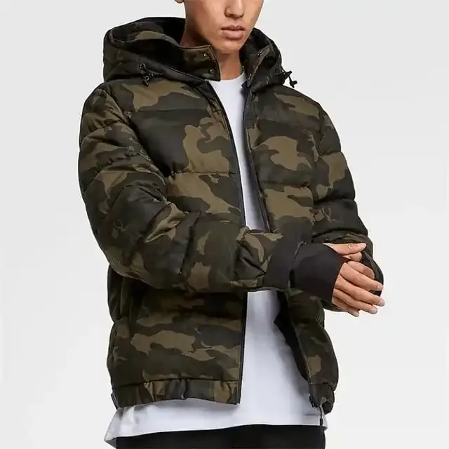 Parka Bouffante Logo Manteau Rembourré Oem Hommes Duvet Hiver Coupe-Vent Bulle Personnalisé Vers Le Bas Camouflage Puffer Veste Hommes