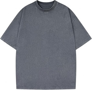 Camiseta de Gran Tamaño, Tejida, para Hombre, con Logotipo Personalizado, Teñida con Pigmentos Lavados, Estilo Desgastado, Algodón Grueso, Estética Urbana - Product Image 6