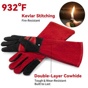 Gants de soudage en cuir résistant au feu avec logo personnalisé Vente en gros Gants de soudage de différentes tailles pour la protection des mains - Product Image 2