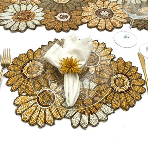 Wholesale Factory Price Glass <b>Beaded</b> <b>Placemats</b> Designer Decorative <b>Beaded</b> <b>Placemats</b> for Farmhouse Wedding a Great Tabletop Decor - Product Image 3