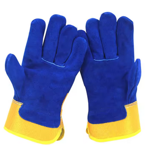 Guantes de seguridad para construcción industrial, doble Palma, cuero dividido de vaca, uso general canadiense, protección anticorte para brazos y manos - Product Image 1