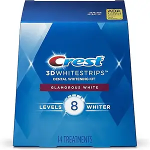 Crest 3D-Weißstreifen, glamouröses Weiß, Zahn-Aufhellungsstreifen-Kit, 28 Streifen (14 Stück Pack)