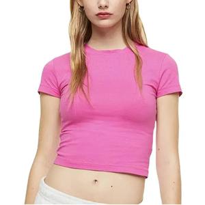 Camiseta corta hecha en fábrica de alta calidad para mujer, Tops cortos hechos en Pakistán para mujer - Product Image 1