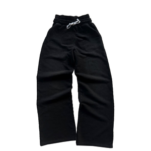 Pantalones de mujer de alta calidad de tela de algodón de pierna ancha de doble cintura - Product Image 1