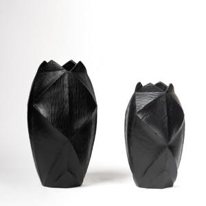 Luxury Metal Matte Black <b>Vase</b> Home Decor Modern Shell <b>Vase</b> Round Design Metallic <b>Other</b> Home Decor and Restaurants - Product Image 3