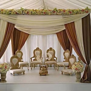 Indian Mandap Decor Wedding Vidhi Sillas Sankheda Mandap Juego de muebles para boda Boda Hindú Sankheda Mandap Sillas y taburete - Product Image 1