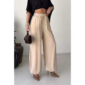 HS720 Trousers with <b>Elastic</b> <b>Waist</b> and Cuffs - Stone - Product Image 2