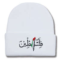 Topi Kupluk Rajut Akrilik Bordir 3D Peta Bendera Palestina, Fleksibel, Dapat Disesuaikan, Dewasa, Laris untuk Musim Dingin