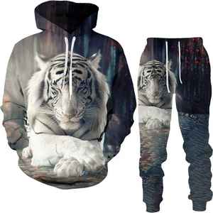 Costume décontracté à capuche pour homme, imprimé en 3D, camouflage, plante et animal, survêtement 2 pièces de streetwear, vêtements de sport - Product Image 5