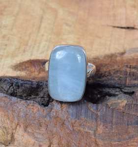 Aquamarine Sterling Silver Ring March Birthstone Jewelry Natural Gemstone Ring US Size 7 For Women - Product Image 5