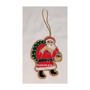 Precio al por mayor, propósito de regalo, forma de Papá Noel, tela multicolor, bordado Zari hecho a mano con adornos navideños con cuentas - Product Image 1
