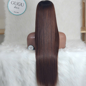 Venta caliente Pelucas de cabello humano Proveedor de cabello vietnamita crudo, Extensiones de cabello humano virgen de 30 pulgadas de color marrón súper doble recto de hueso - Product Image 4