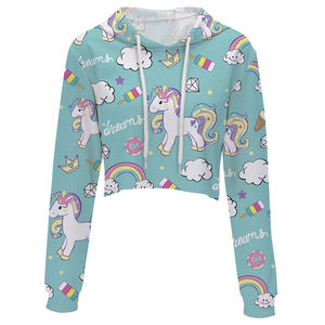 Pull-over court décontracté du fabricant OEM pour femmes Logo personnalisé imprimé Street Wear Top court à bords bruts Vêtements longs - Product Image 1