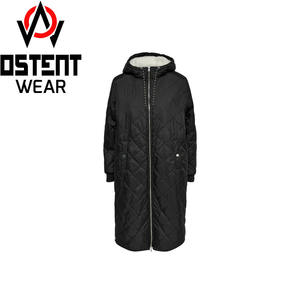 Chaqueta larga burbuja personalizada al por mayor para hombre y mujer de lona negra con sudadera con bolsillo y cremallera y diseño con cremallera - Product Image 1