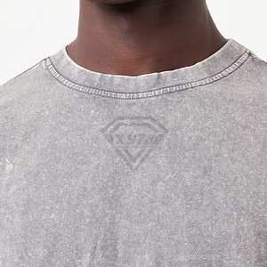 T-shirts lavés à l'acide en coton lourd personnalisé de haute qualité 100% t-shirt anti-rides pour hommes unis vierges - Product Image 5