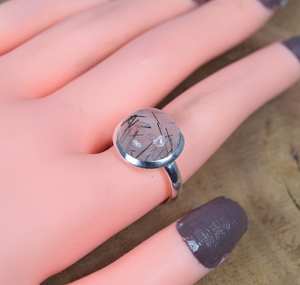 แหวนทับทิมสีดำ925อัญมณีทรงกลมทำด้วยมือขนาดใหญ่ของขวัญสำหรับวาเลนไทน์ - Product Image 4