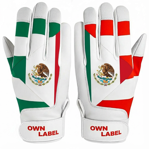 Gants de baseball et de softball personnalisés en gros sur le thème des drapeaux, imprimés par sublimation, paume en cuir de mouton résistant à l'usure, gants de frappe de baseball - Product Image 2