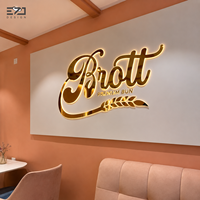 Letrero con Logotipo 3D Retroiluminado de Acero Inoxidable Dorado Personalizado EZD para Salón de Belleza, Oficina, Recepción, Negocio, Letras de Canal LED para Pared