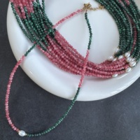 Collier vintage fait main avec de petites perles, tourmaline colorée, perle baroque d'eau douce élégante, réglable, bijoux pour femmes pour les marques DTC