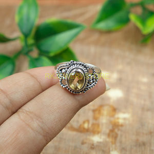 Anillos de compromiso de citrino para mujer, anillo de plata de ley 925, diseño hecho a mano, anillo de boda, regalo de Navidad, joyería para ella - Product Image 5