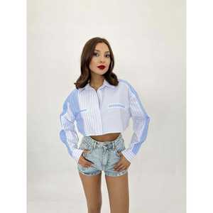 Camisa de Popelina Azul 7081 con Top Corto, Elemento de Moda - Product Image 4