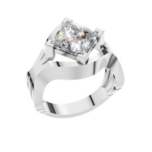 Bague en or massif 14 carats avec moissanite VVS taille princesse, sertie à griffes, pour mariage, fiançailles, anniversaire, fête - Product Image 1