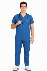 Top elástico unisex con cuello en V, pantalones OEM bordados de tamaño personalizado, conjunto de uniformes de hospital para hombres y mujeres, uniforme Médico Dental para enfermeras - Product Image 3