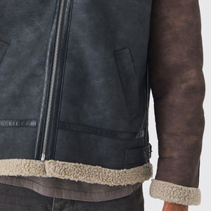Blouson en cuir bomber de style luxueux, écologique, chaud pour l'hiver, sur mesure, avec capuche avant, enduit anti-UV, coupe-vent, logo personnalisé - Product Image 6