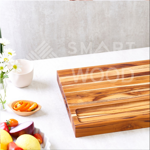 Bloc à découper en teck solide au design moderne pour la cuisine, utilisé sur toute la longueur pour couper les aliments, prix d'usine - Product Image 4