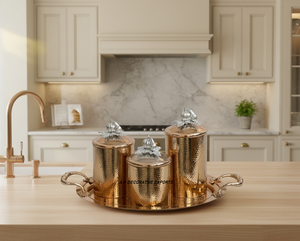 Designer Eco-Friendly Europe Design Stainless Steel <b>Canister</b> & Tray Handmade Kitchen & Dining Storage - Product Image 5