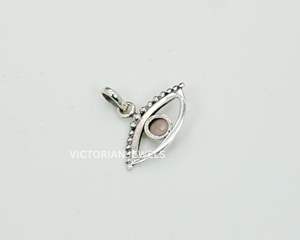 Pendentif en argent sterling massif 925 rose quartz rose oeil style janvier mois pierre de naissance - Product Image 3