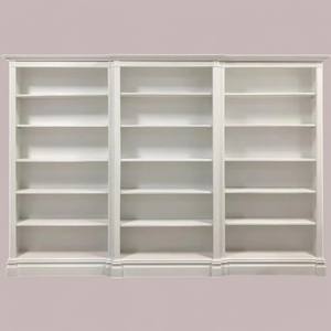 French Mahogany Wood White Bookshelf Hand Carved Removable Shelves Library Living Room Home Office Bedroom Home Furniture - Product Image 2