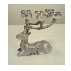 Silver Polished Aluminium <b>Reindeer</b> Pillar Candle Holder For Table Top Decor Home <b>Christmas</b> Festival <b>Lighting</b> Decorative - Product Image 4