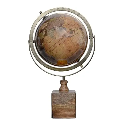 Карта Земли мира с оцинкованной поддержкой деревянного пьедестала земного шара