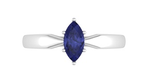 Anello Solitario Classico da Donna in Argento Sterling 925 con Tanzanite Naturale Taglio Marquise e Montatura a Griffe - Product Image 5