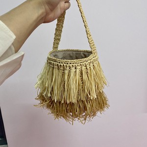 Bolso de paja tejido a mano con asa, bolsa de mano, para algas marinas - Product Image 6