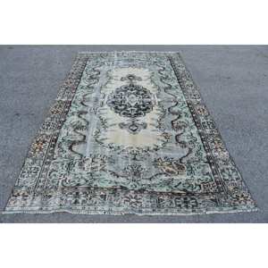 Antiguo azul Beige 5,6X9 pies alfombra de tejido plano de lana clásico Vintage diseño turco para decoraciones de sala de estar Patchwork látex - Product Image 1