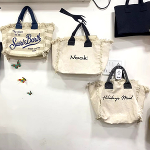 Bolso de mano informal de lona de algodón de alta calidad, bolsa de playa, correas de yute, logotipo de estilo Ins, decoración impresa, mayorista dual, fabricante - Product Image 2