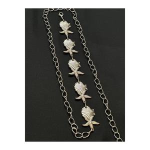 Ceinture pour femme avec détails coquille Saint-Jacques et étoile, ceinture pour robe, ceinture pour jupe, ceinture pour pantalon - Argent - Product Image 2