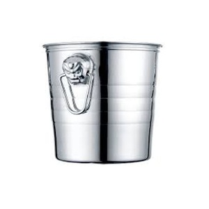 Cubo de hielo de acero inoxidable de metal martillado con mango acabado plateado para el hogar y hoteles Bar Ware Party Oval Wine Cooler - Product Image 6