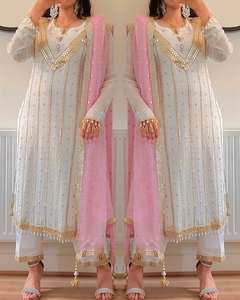 Vestido de algodón pakistaní tradicional Salwar Kameez Anarkali para mujer ropa de fiesta India - Product Image 4