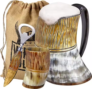 Tasses à boire doués fabriqués à partir de corne de Viking pur design exclusif premium tasses à corne à boire offrent à la fois la tradition et le style. - Product Image 3