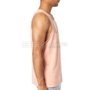 Singlet de sport rose clair pour homme, coton extensible, spandex, débardeur de sport confortable, sans manches, veste de fitness - Product Image 4