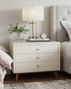 Table de chevet contemporaine bicolore. La conception unique du tiroir ajoute de la texture à votre décor. Disponible aux prix de gros. - Product Image 3