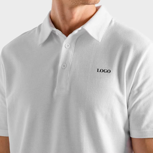 Vente en gros de chemises pour hommes en coton 100% tricoté, respirantes, à manches courtes, pour l'été, couleur blanche, logo personnalisé - Product Image 3