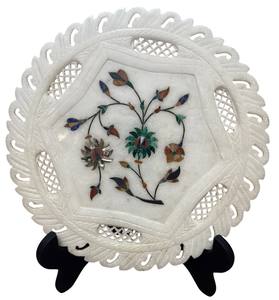 Assiette décorative au design magnifique I Assiette en marbre blanc pour la cuisine I Assiette de collection au look royal I Assiette à offrir en cadeau - Product Image 2