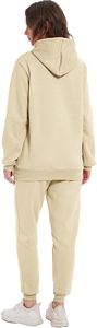 Ensemble de survêtement unisexe à capuche couleur unie en coton, sweat-shirt et pantalon décontractés à manches longues avec cordon de serrage, idéal pour l'automne - Product Image 4