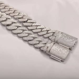 Collier Hip Hop en argent sterling 925, chaîne cubaine de 15 mm avec diamants VVS, pour hommes - Product Image 5
